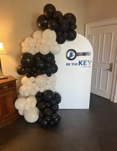 Be the Key Fall Fest photo station with black and white balloons